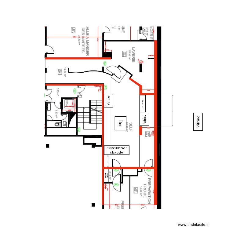 Projet Distribution cuisine Vitrines Roussel. Plan de 0 pièce et 0 m2