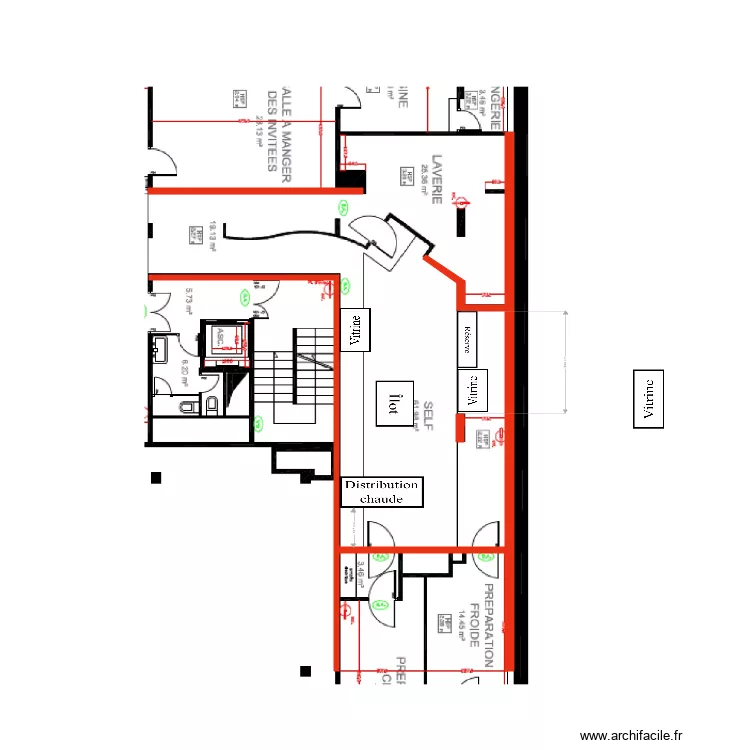 Projet Distribution cuisine Vitrines Roussel. Plan de 