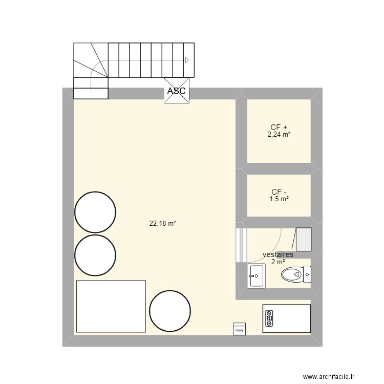 plan cave. Plan de 4 pièces et 28 m2