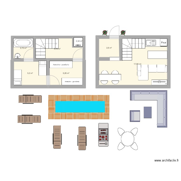 BIBI MAISON. Plan de 7 pièces et 40 m2