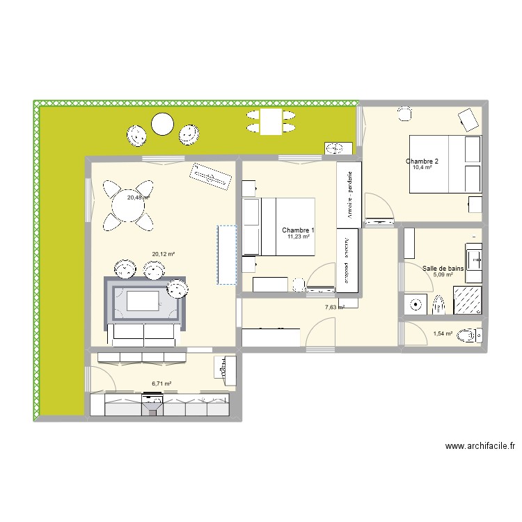 st cyp. Plan de 8 pièces et 83 m2