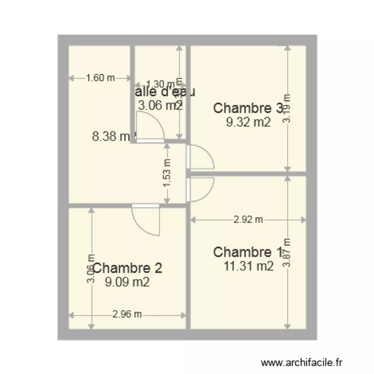 Paln initial etage. Plan de 