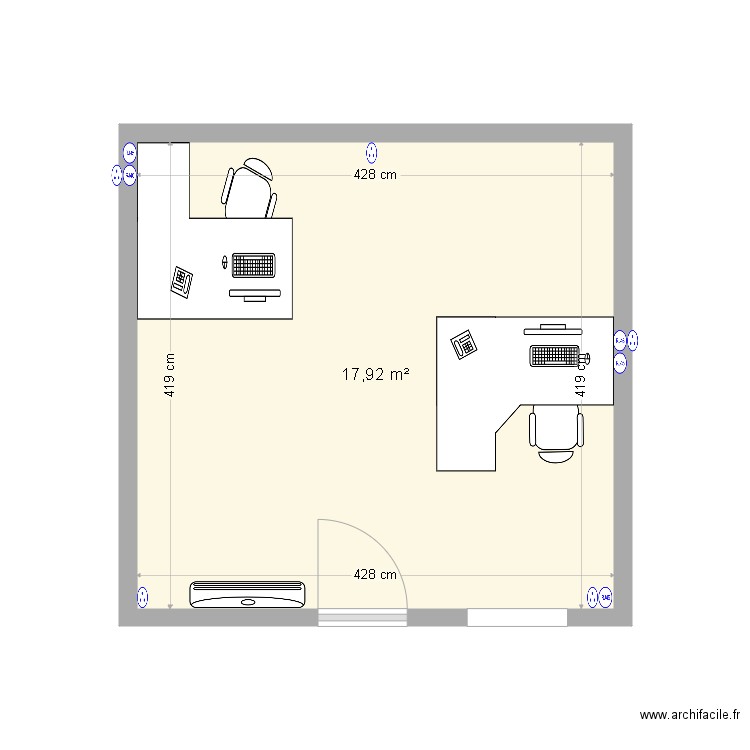 Mairie de ST Joseph nouveau local observatoire fiscal. Plan de 1 pièce et 18 m2