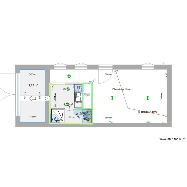 Cabanon les dunes blanches. Plan de 3 pièces et 28 m2