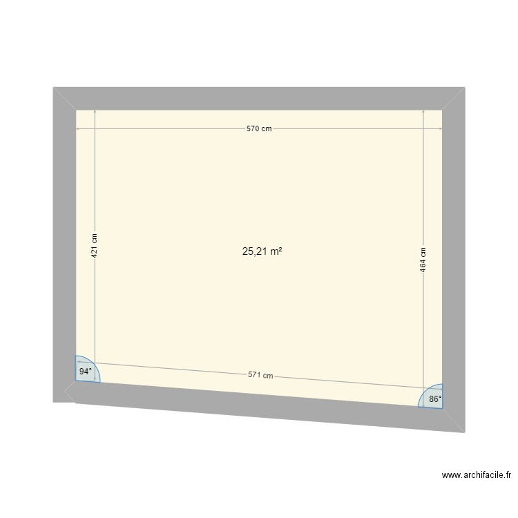 1e etage extension . Plan de 1 pièce et 25 m2