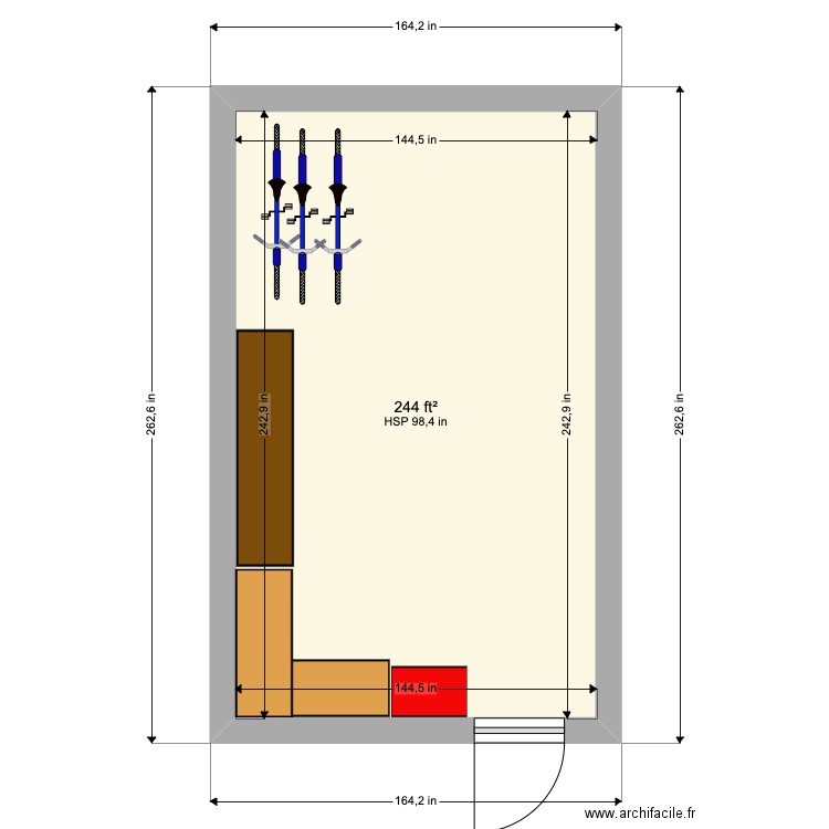 Garage. Plan de 1 pièce et 23 m2