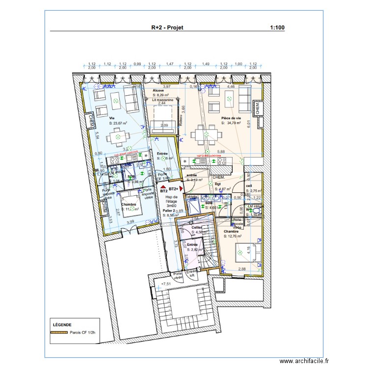 FITTE R+2. Plan de 0 pièce et 0 m2