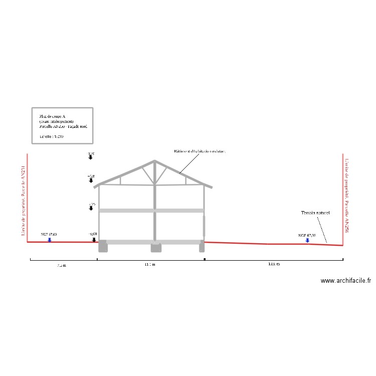 plan coupe projeté. Plan de 0 pièce et 0 m2