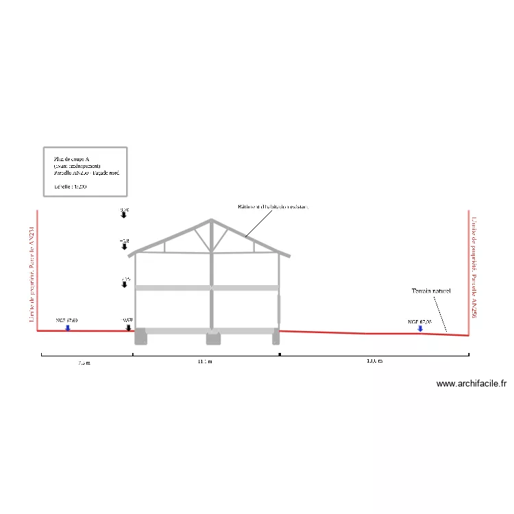 plan coupe projet&eacute;. Plan de 