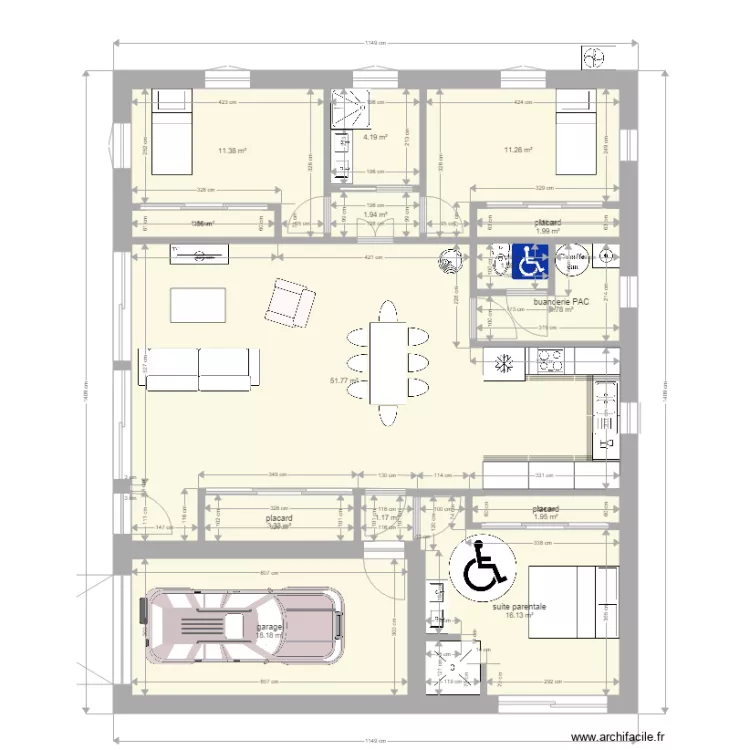 maison 3 chambres Montagnieu modif. Plan de 