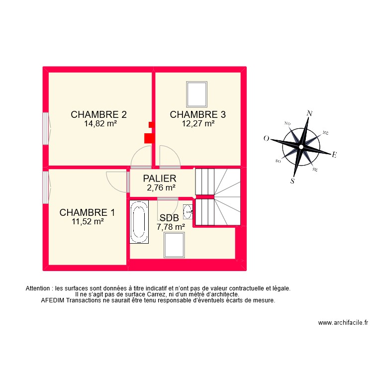 bi 8865 ETAGE . Plan de 8 pièces et 54 m2