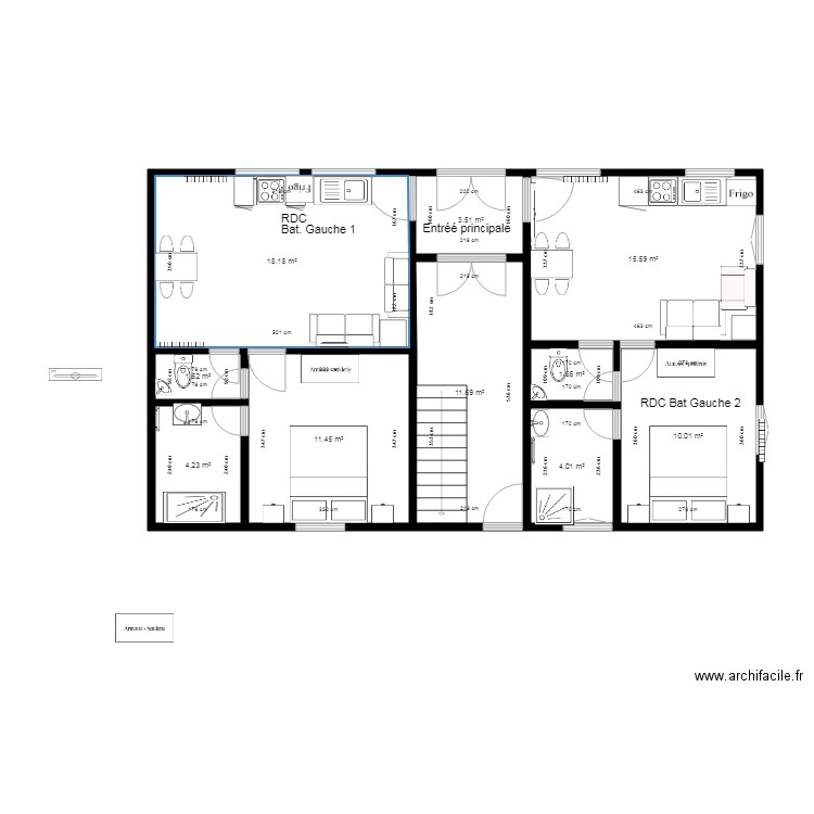 Rez de Chaussée Bat G studio 2018. Plan de 0 pièce et 0 m2