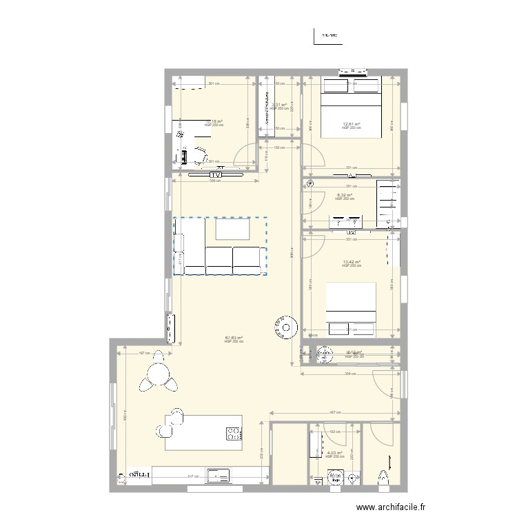 coult 2.0. Plan de 10 pièces et 125 m2