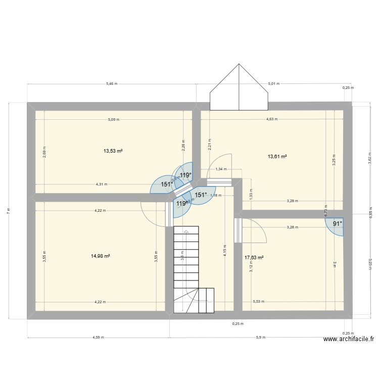 grange 1er. Plan de 4 pièces et 60 m2