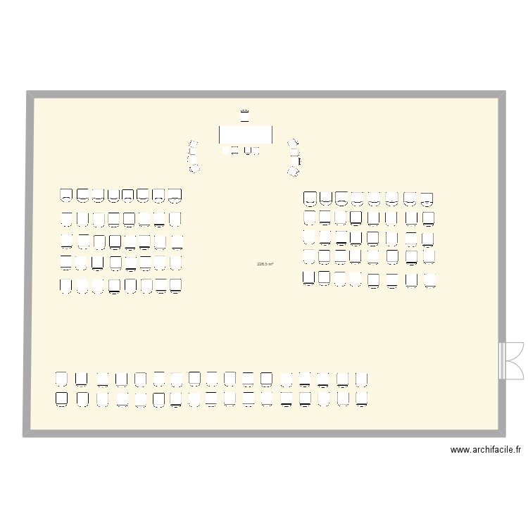 salle. Plan de 1 pièce et 227 m2