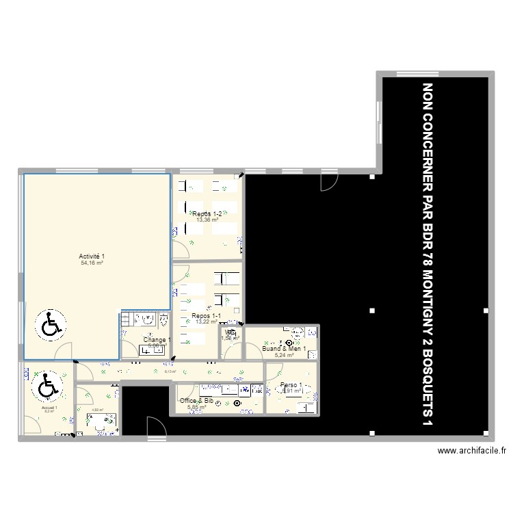 Montigny Boussardo Evac (GAUCHE). Plan de 12 pièces et 283 m2