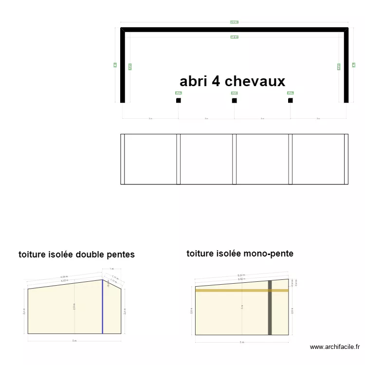 abri 12,2 x 4 ext - 11,8 x 3,8 int. Plan de 