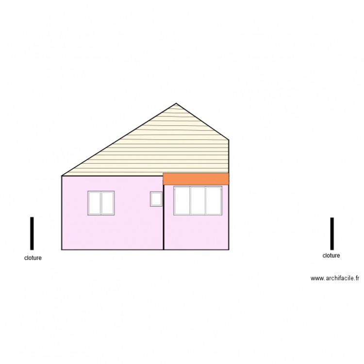 facade sud. Plan de 0 pièce et 0 m2