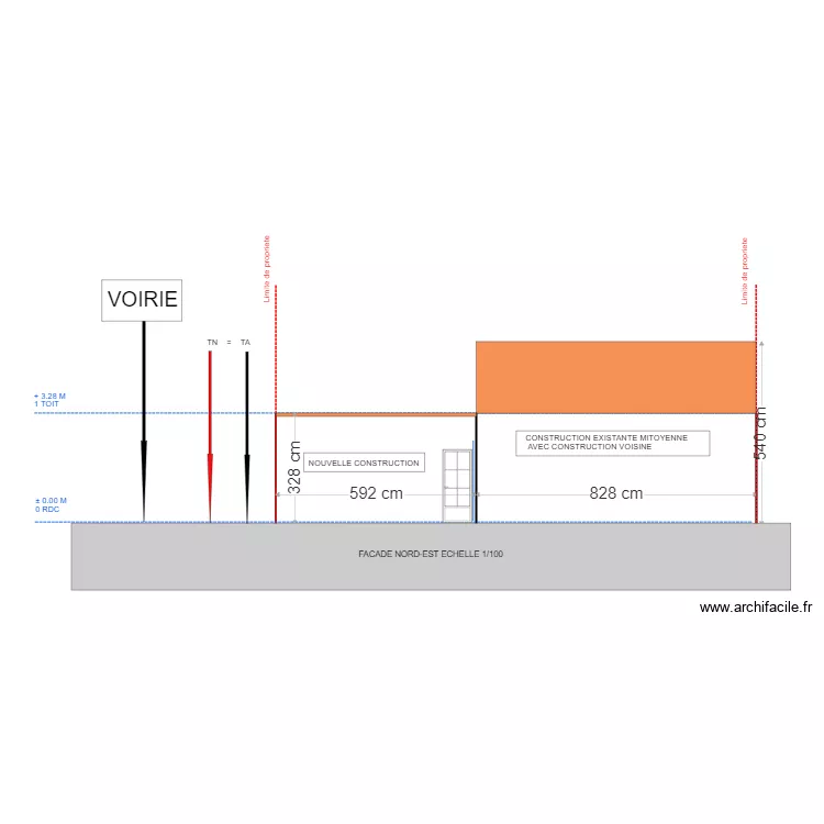facade nord est. Plan de 