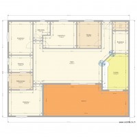 Plan maison plain pied 169m F5 projet 2 sans meubles