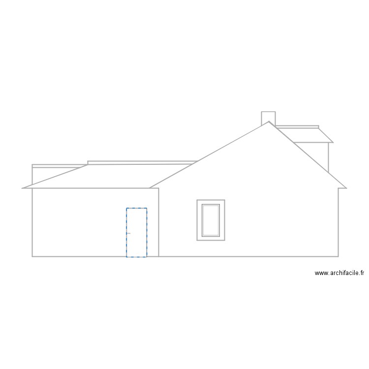 Façade Ouest Maison La Croixille. Plan de 5 pièces et 61 m2