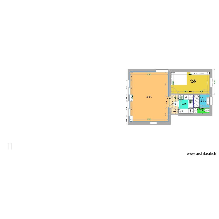 StJq243_etat_des_lieux. Plan de 6 pièces et 53 m2
