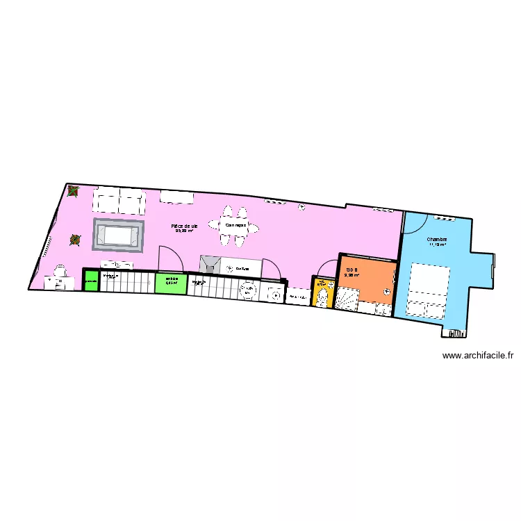 APPART LA CONCHE projet 5 am&eacute;nagements. Plan de 
