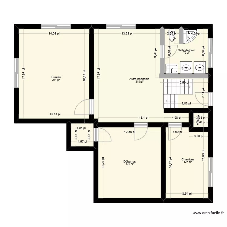 sous sol. Plan de 5 et 90 m² sous sol. Plan de 5 et 90 m²