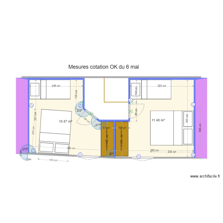 détail cotes cloisons grange 16 mai. Plan de 0 pièce et 0 m2