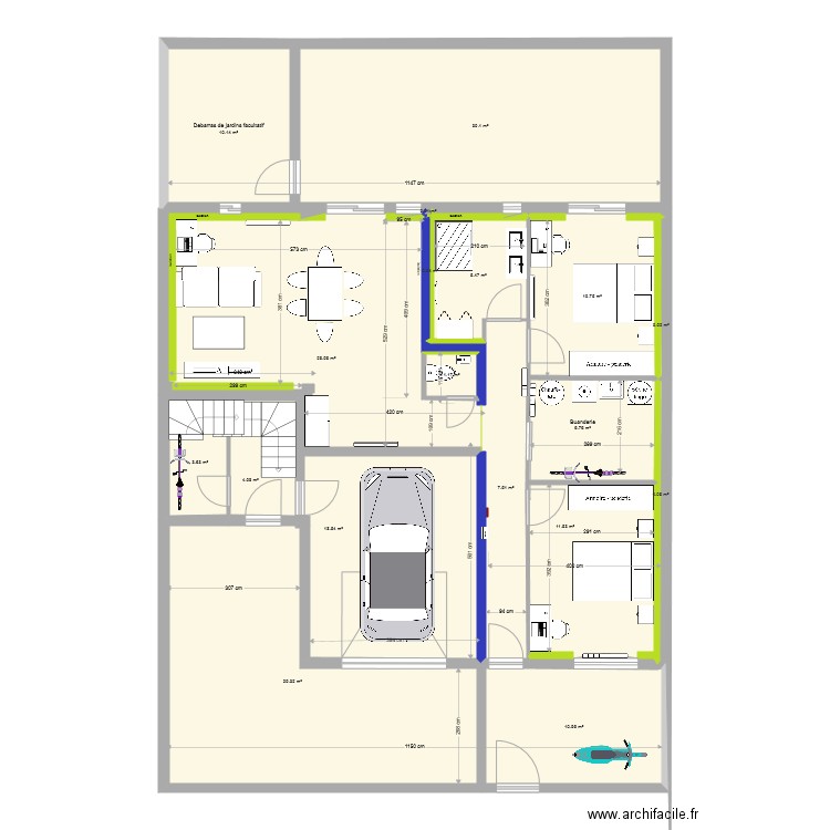 fusain rdc T3 sejour sud V1sans cuisine equipee. Plan de 0 pièce et 0 m2