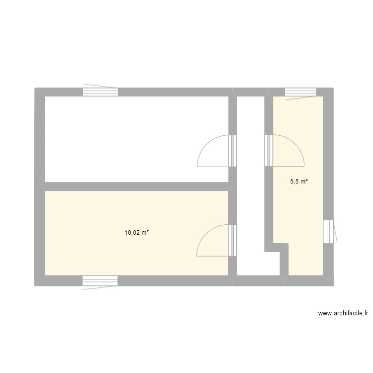 extension 1. Plan de 2 pièces et 16 m2