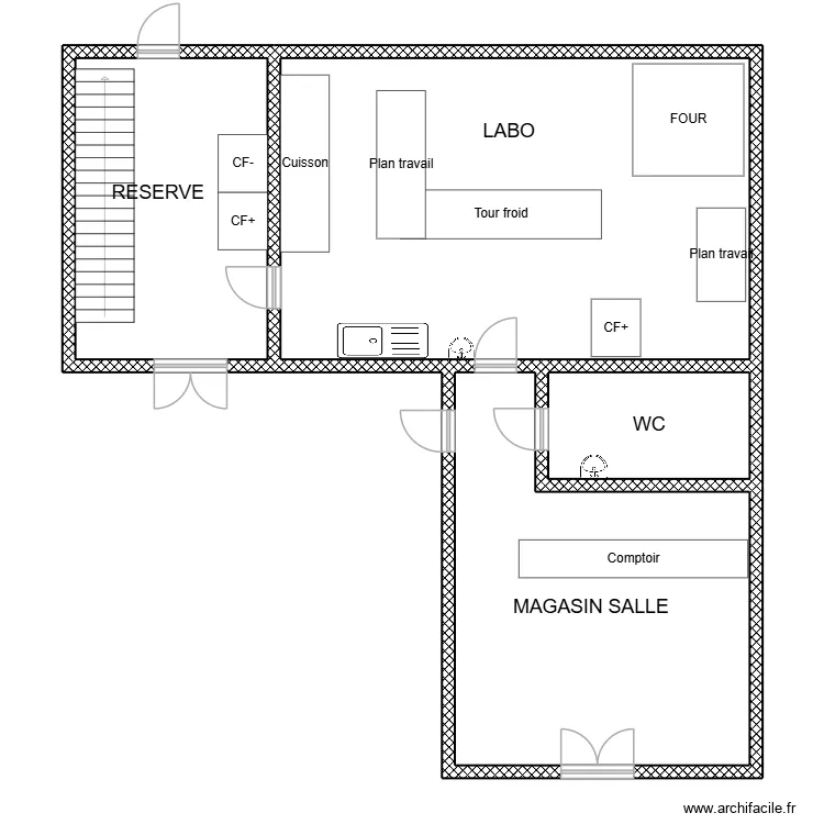 Pizzouille. Plan de 4  et 115 m²
