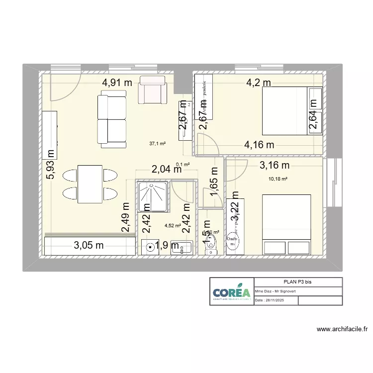 PLAN AMELIE P5. Plan de 5  et 111 m²