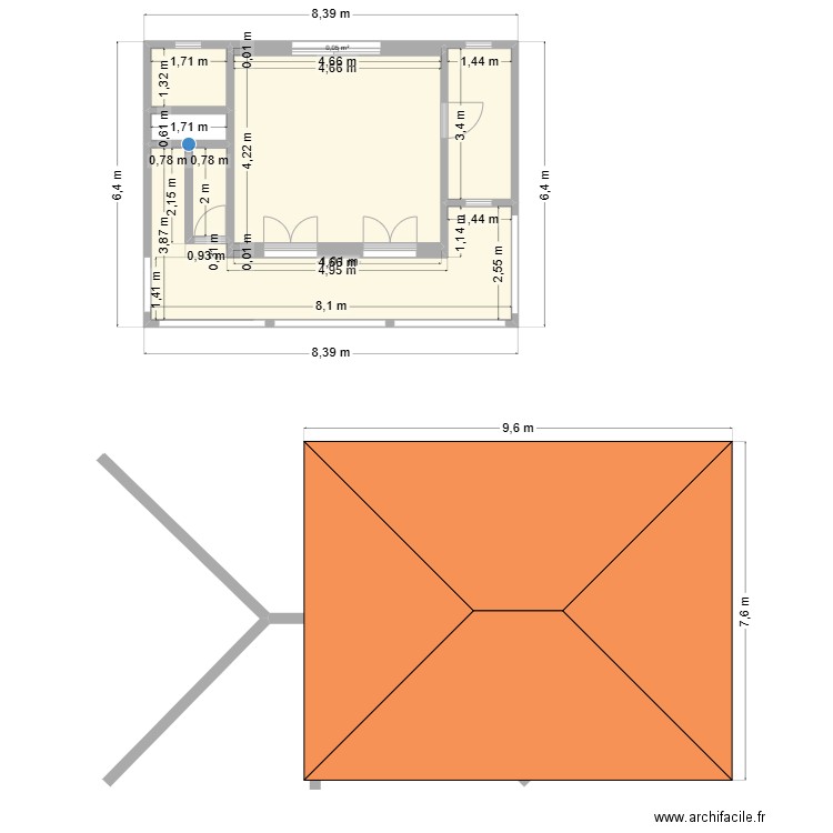 Casa  cotação. Plan de 8 pièces et 45 m2