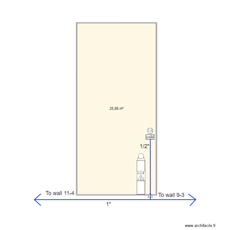 wall 11 3 cabinet and piping X 3. Plan de 0 pièce et 0 m2