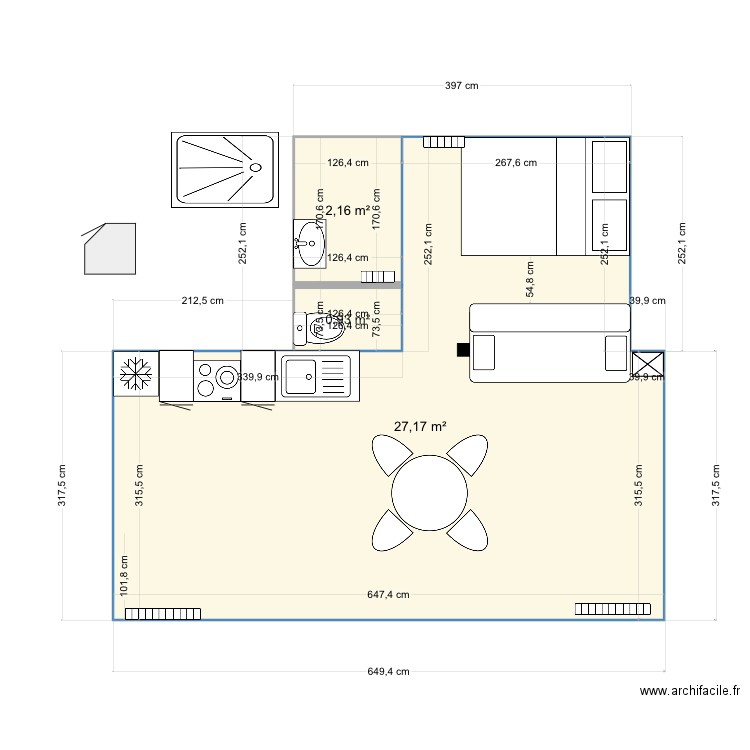 AMMENAGEMENT CABANE. Plan de 3 pièces et 30 m2