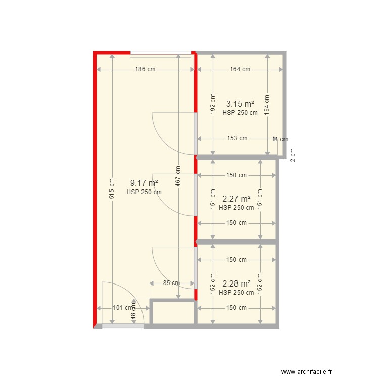 APSAH WC. Plan de 5 pièces et 17 m2