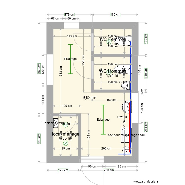 local bellegarde. Plan de 4 pièces et 15 m2