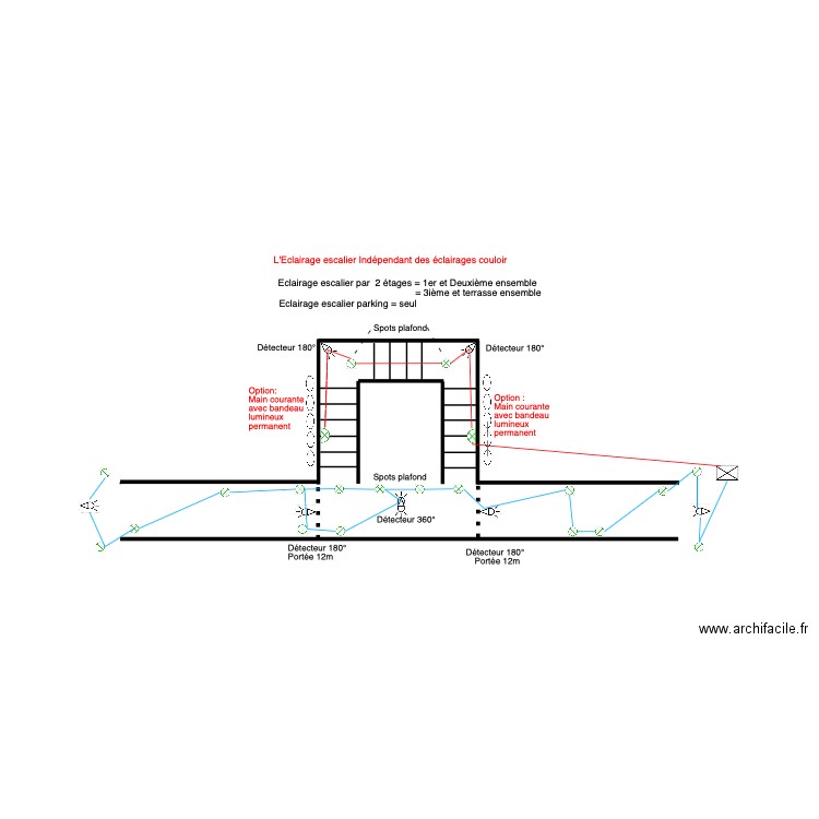 Eclairage couloir et escalier. Plan de 0 pièce et 0 m2