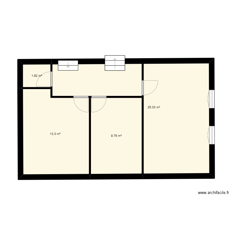 chambre le clerjus. Plan de 4 pièces et 50 m2