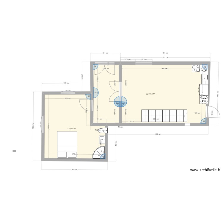STUDIOZAC42. Plan de 3 pièces et 75 m2