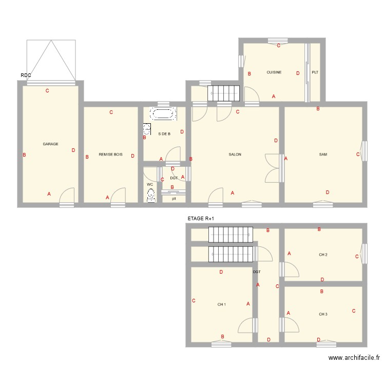 MEYMERIE. Plan de 16 pièces et 131 m2