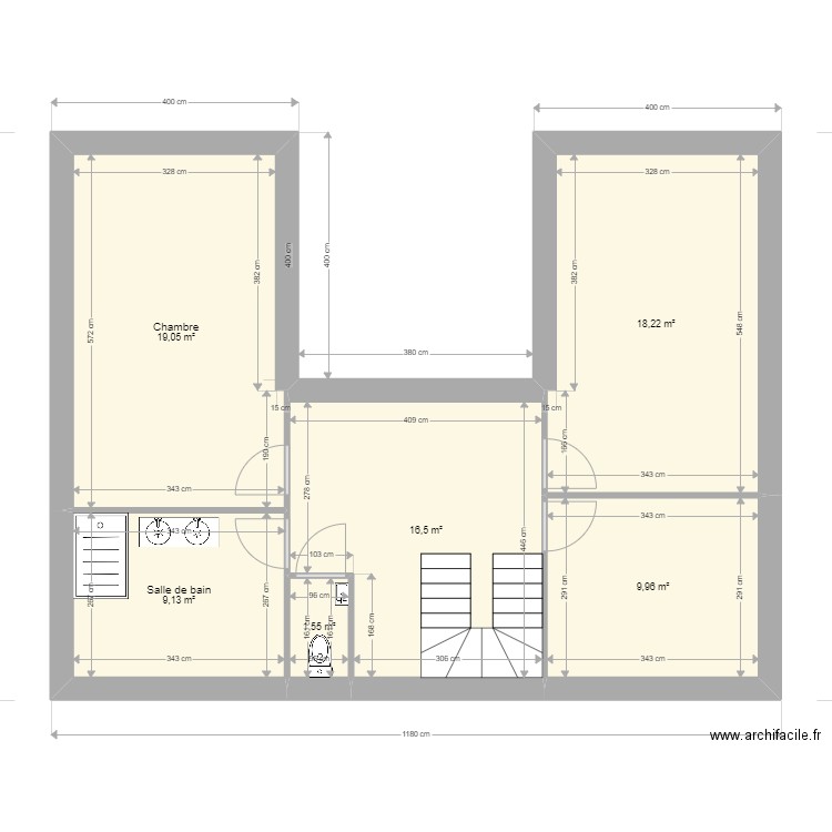 GERALD ETAGE. Plan de 6 pièces et 74 m2