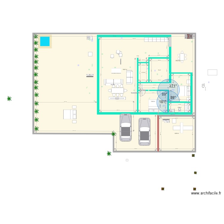 forma cuadrada 2. Plan de 10 pièces et 521 m2