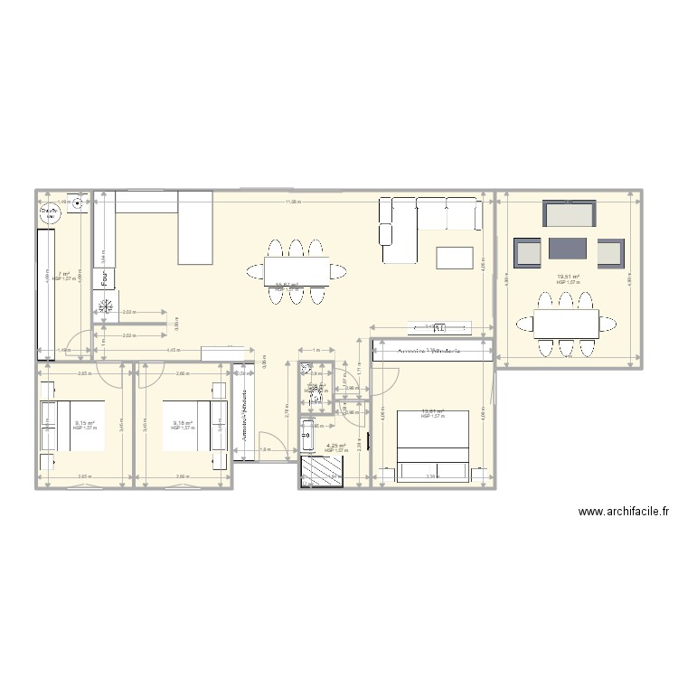 MAISON OK. Plan de 8 pièces et 120 m2