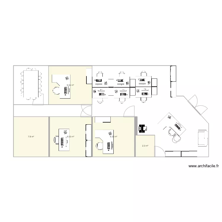 at run sans cloison. Plan de 