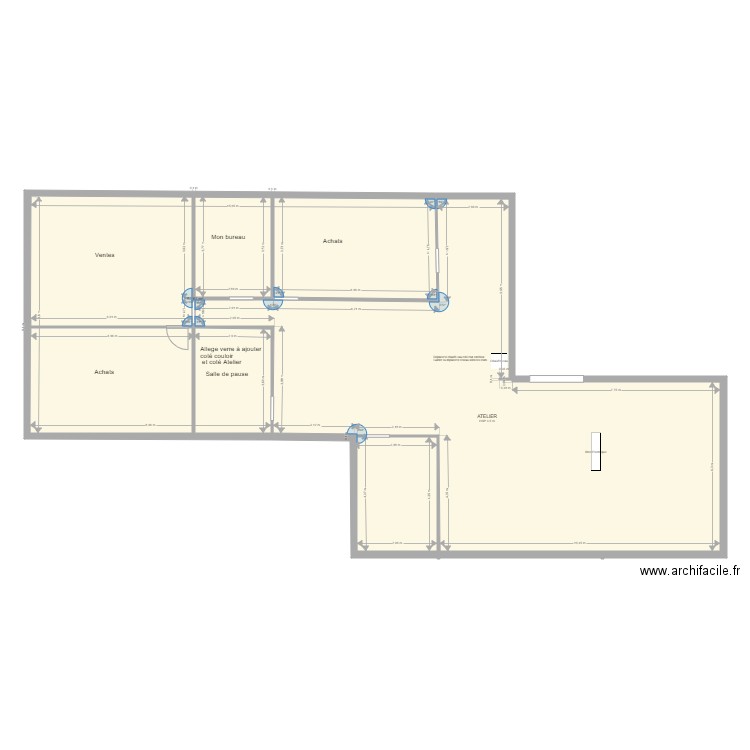 Bureau séparés 2. Plan de 2 pièces et 226 m2