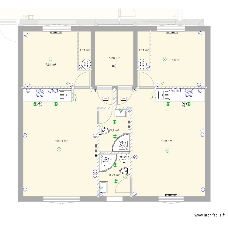 1 Kerentrech élec. Plan de 39 pièces et 247 m2