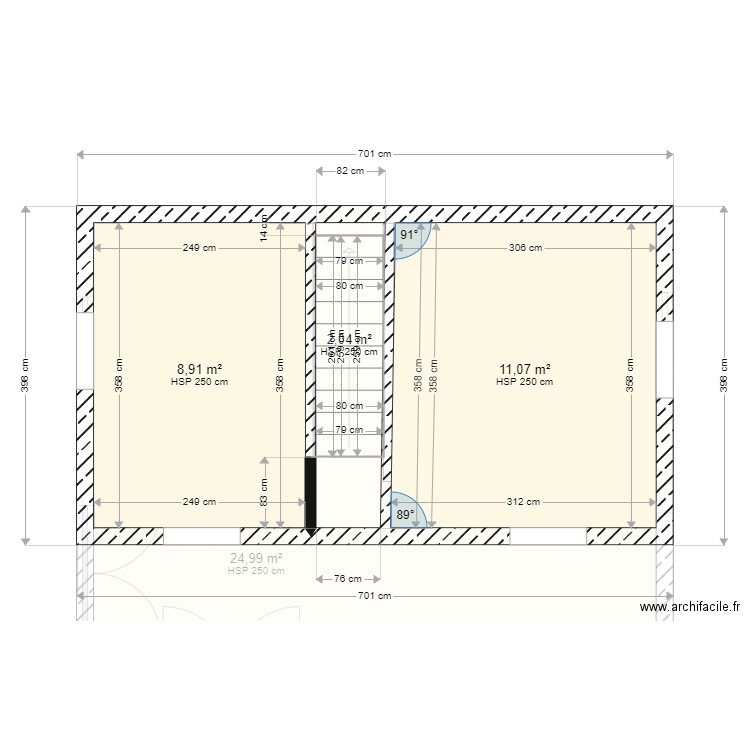 Plesses. Plan de 5 pièces et 56 m2