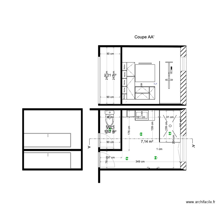 PLAN PROJET 2 PARISOT. Plan de 6 pièces et 23 m2